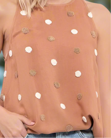 Polka Dot Summer Top | Vacation outfit | Sleeveless Lightweight Fashionable Shirt