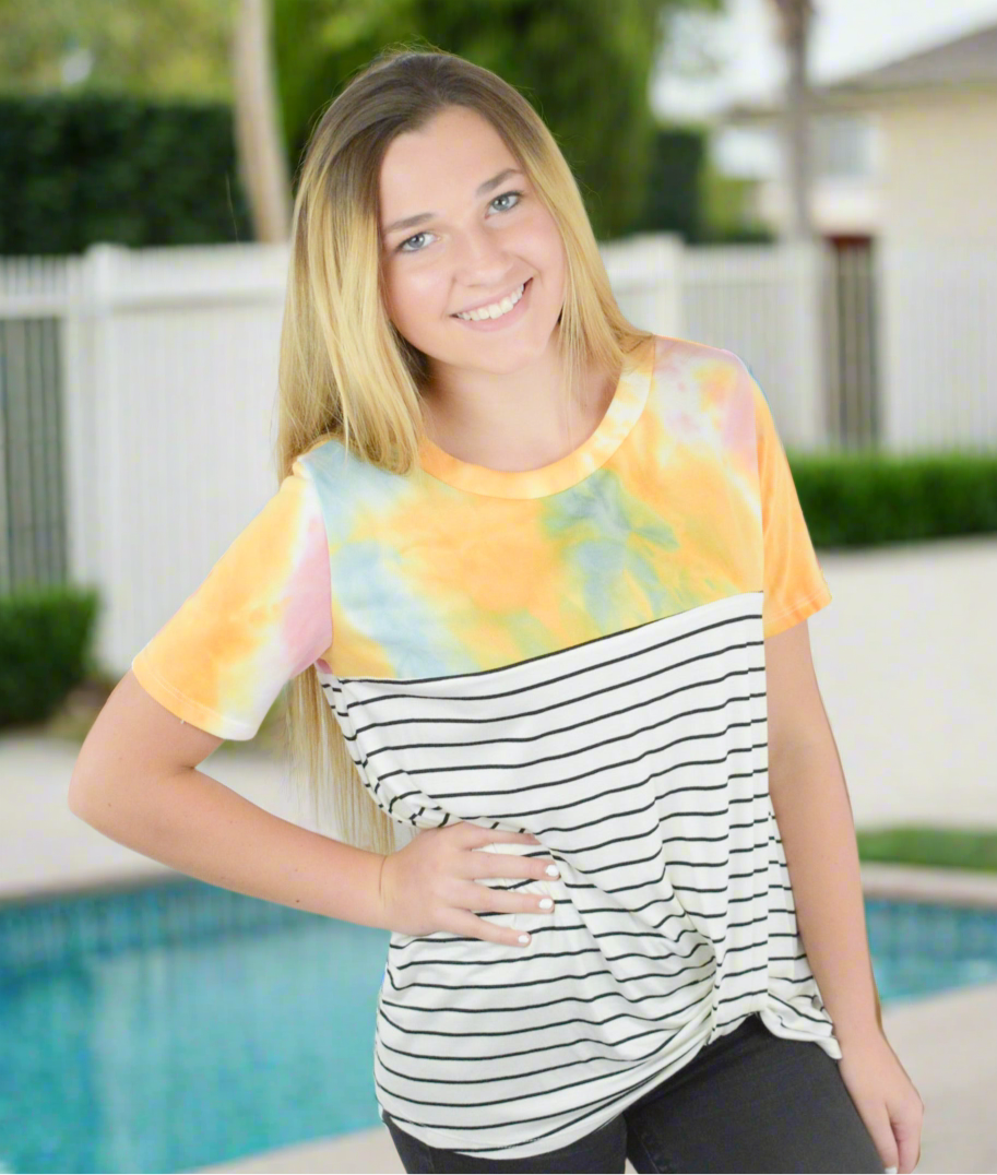 Groovy Tie Dye Striped Top | Mom Shirt | Summer Fashion