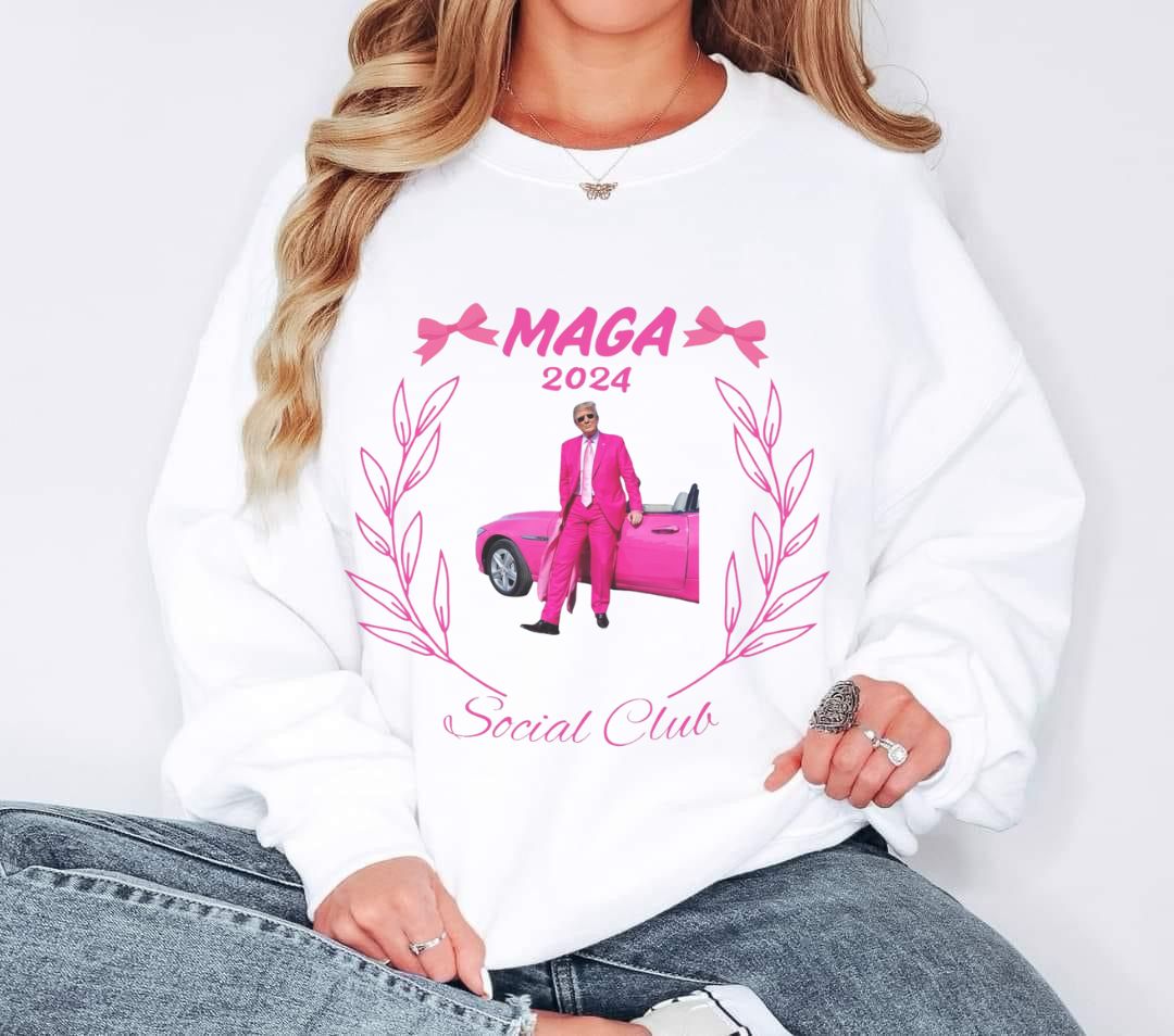 Maga 2024 Social Club Crewneck Sweatshirt | 2024 president | 45th President | Donald Trump | 2024 Election | Republicans for Trump | Voting for the Felon