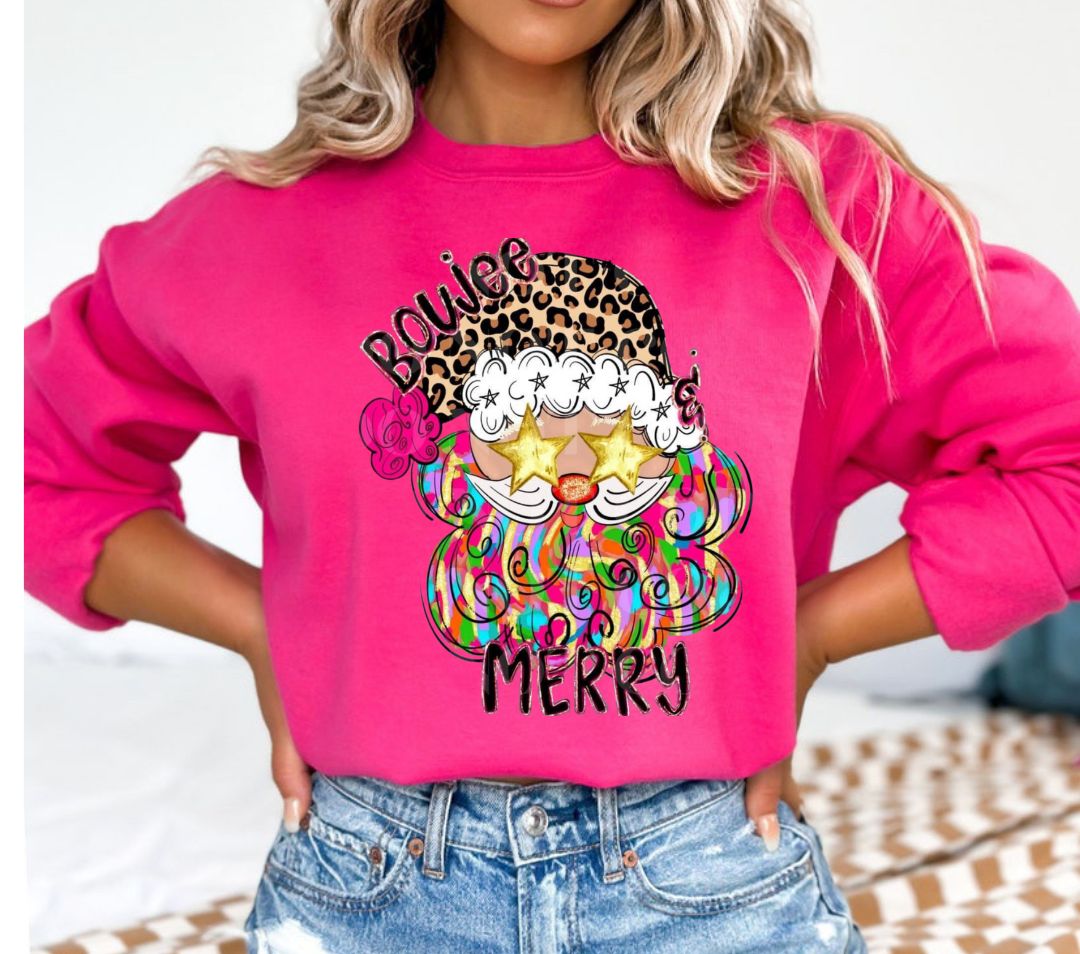 Boujee & Merry Santa Leopard Sweatshirt | Women’s Holiday Christmas Pullover