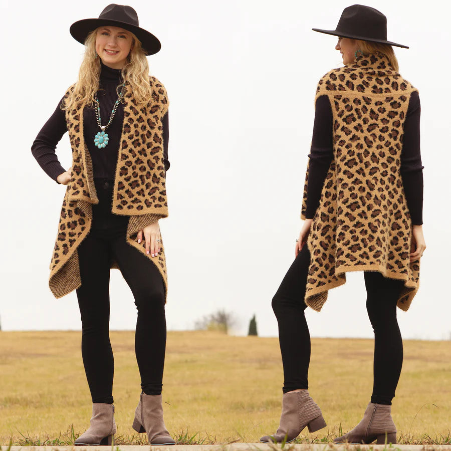 Leopard Sleeveless Vest | Brown • Tan • Gray | Transition Piece for Fall