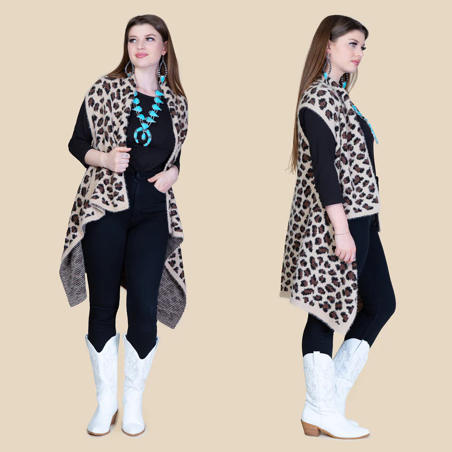 Leopard Sleeveless Vest | Brown • Tan • Gray | Transition Piece for Fall