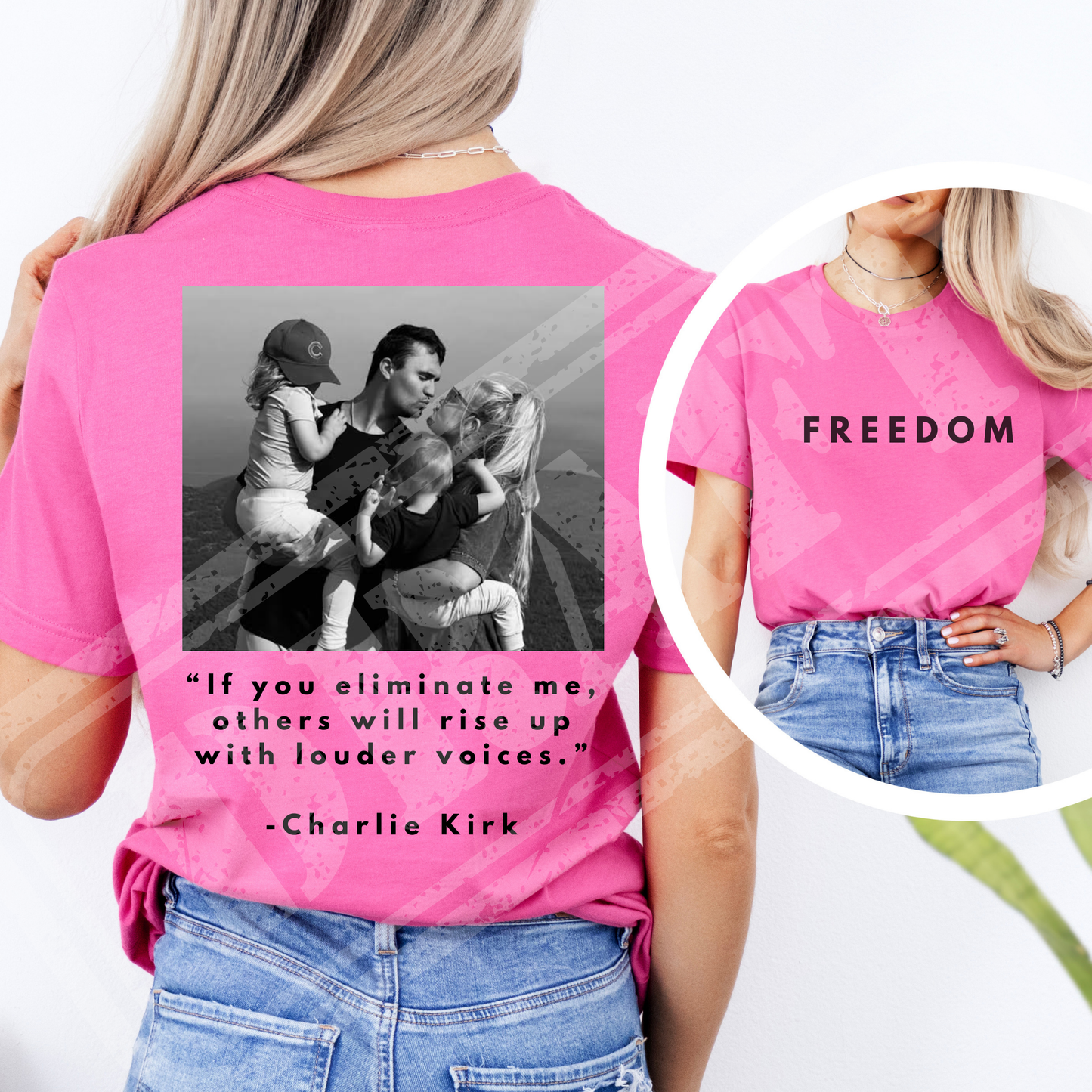 π Charlie Kirk T-Shirt | Pink Freedom Quote Graphic Tee