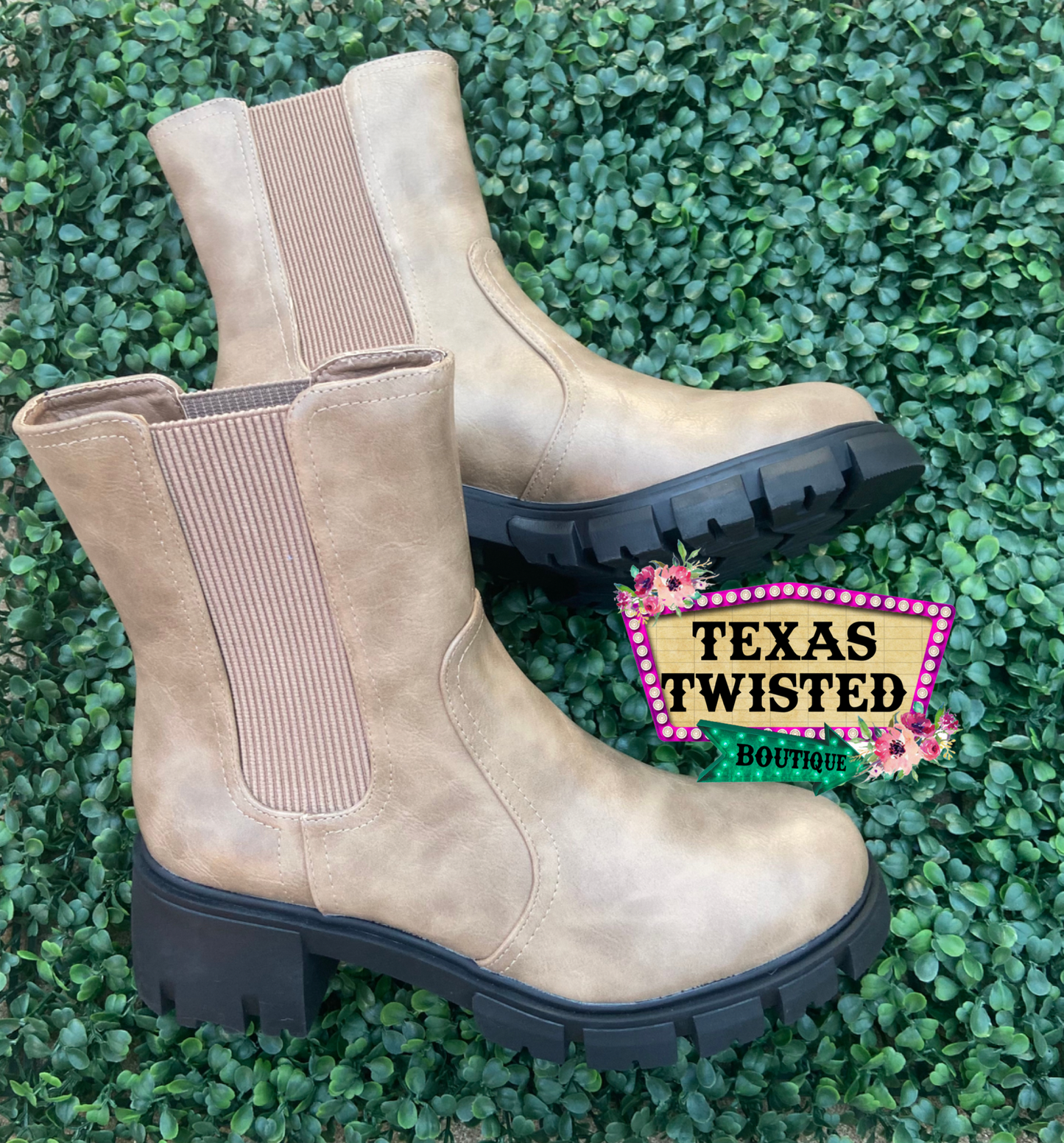 Faux Leather Women’s Boots | Taupe | Winter Footwear