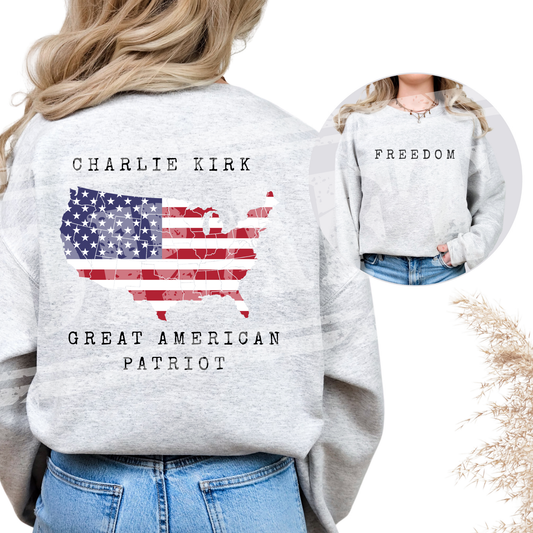 Charlie Kirk Sweatshirt | Great American Patriot Freedom Crewneck