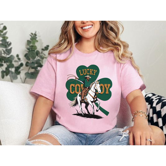 Lucky Cowboy Rodeo Short Sleeve Tee | St Patrick’s Day Shirt