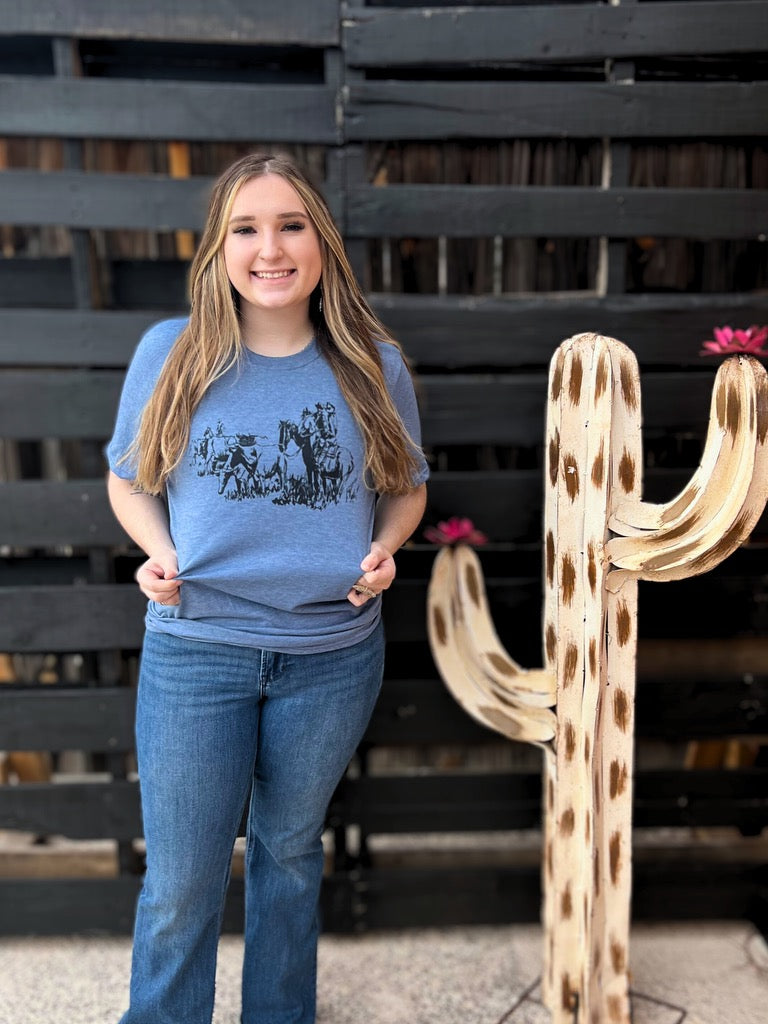 Ranchin Graphic Short Sleeve Tee | Heather Indigo