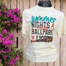 Load image into Gallery viewer, Summer Nights and Ballpark Lights Graphic Baseball Sports Tee
