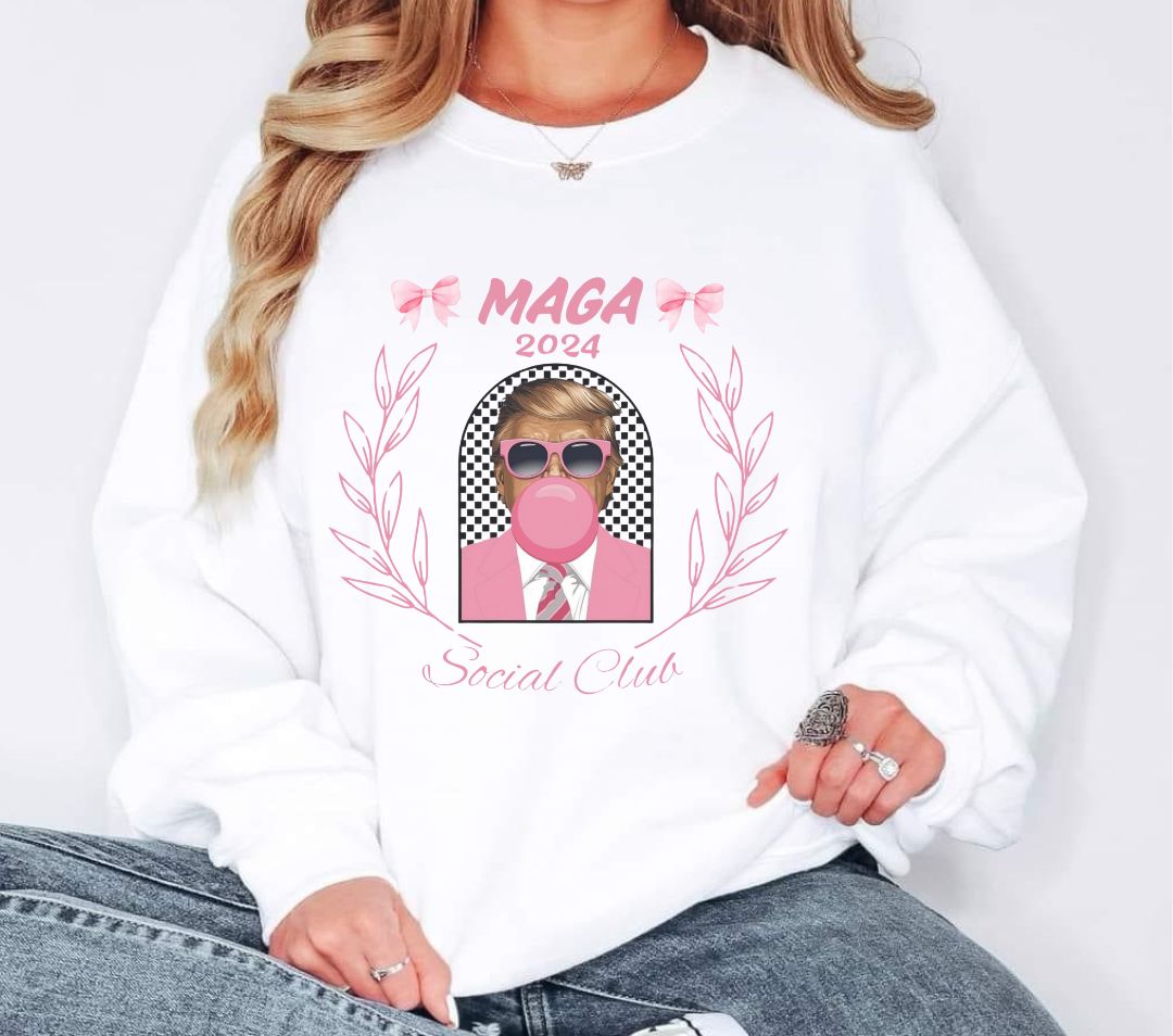 Maga 2024 Social Club Crewneck Sweatshirt | 2024 president | 45th President | Donald Trump | 2024 Election | Republicans for Trump | Voting for the Felon