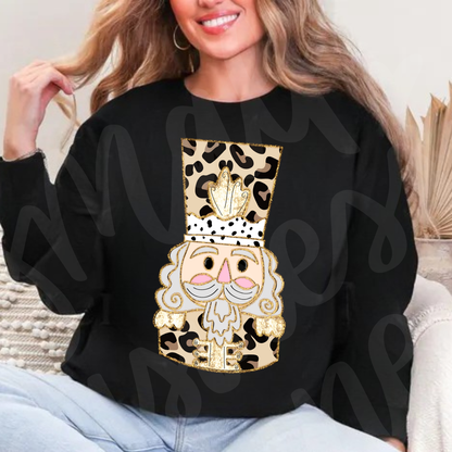🎀 Leopard Nutcracker Christmas Sweatshirt | Gildan Crewneck Holiday Sweater