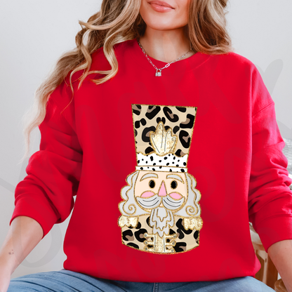 🎀 Leopard Nutcracker Christmas Sweatshirt | Gildan Crewneck Holiday Sweater