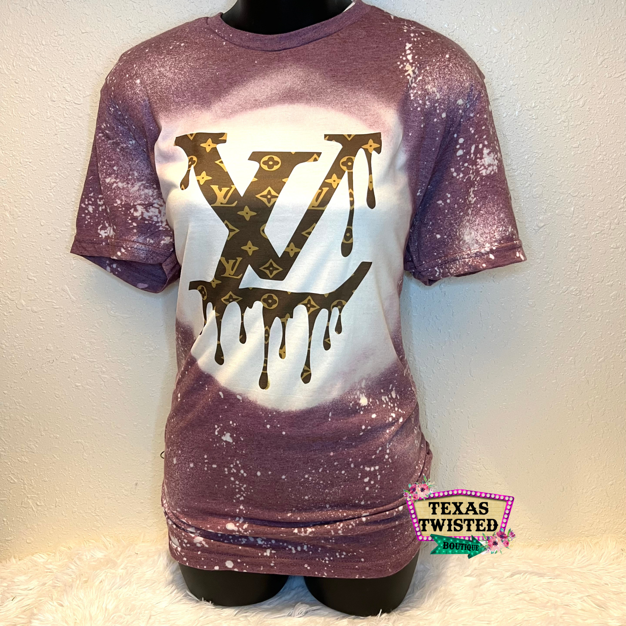 Rock'n U Designs LV Drip Custom Bleached Graphic T-Shirt 2XL / Peach