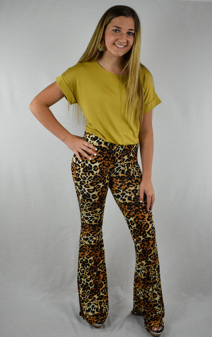 Wild for Leopard Bell Bottom Leggings