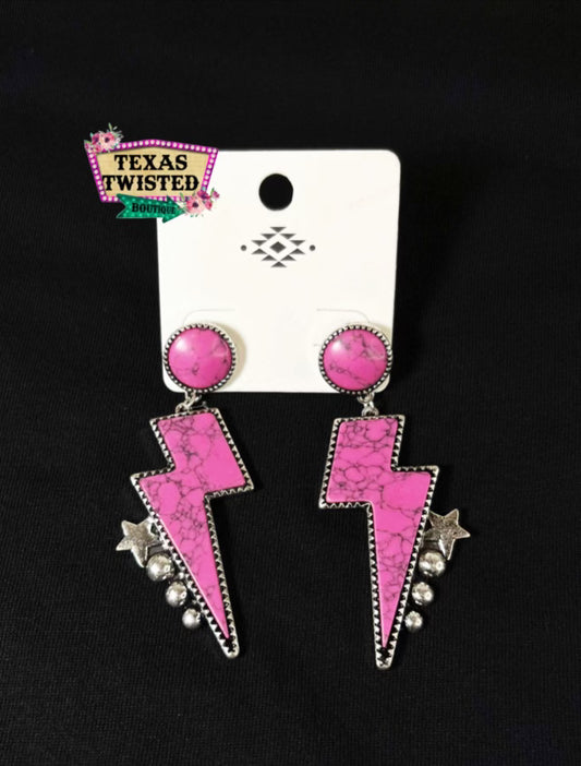 Western Lightning Bolt Punchy Cowgirl Earrings