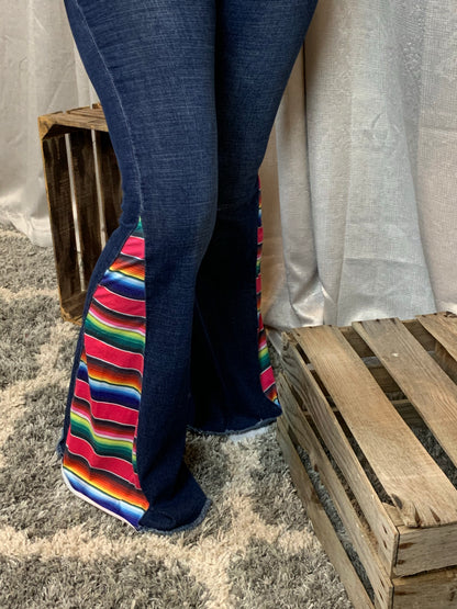 Simply Blue Jean Serape Bell Bottoms