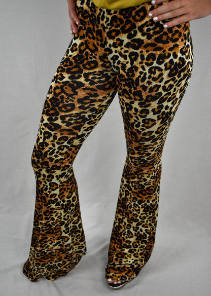 Wild for Leopard Bell Bottom Leggings