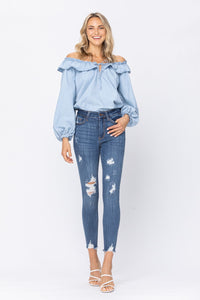 Judy Blue Cropped Destroyed Skinny Jean | Distressed Jeans | Stretch