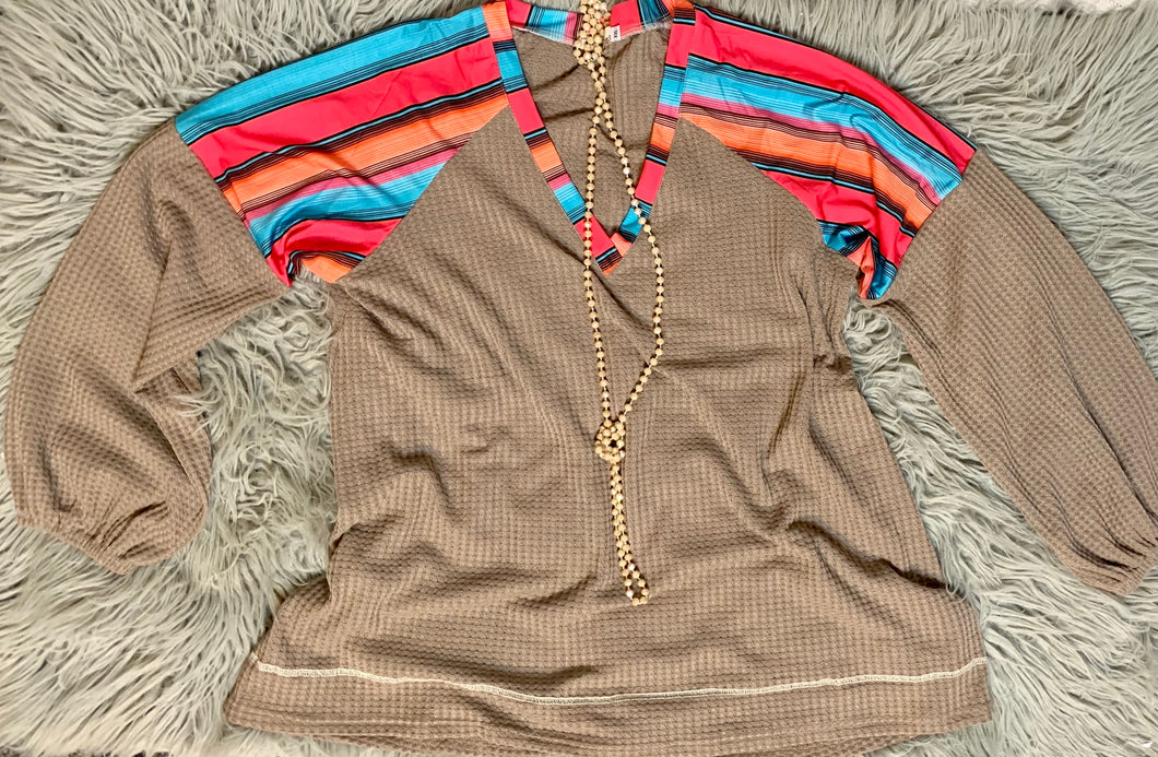 It’s all in the Serape Shoulder Detail Knit Top