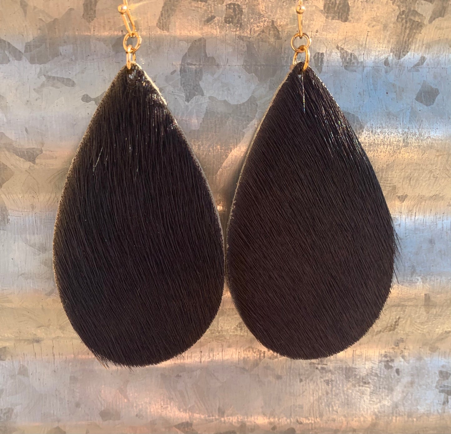 Tear Drop Cowhide Earrings