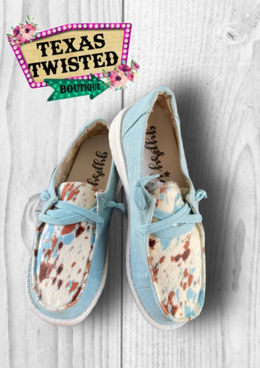 Gypsy Jazz “Mooma” Slip On Sneaker | Western Footwear | Cow Print | Cowhide Fashion