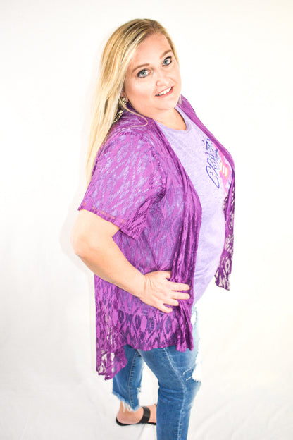 Make a Statement Plum Purple Laced Kimono