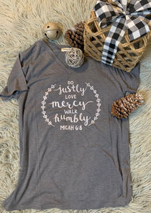 Do justly Love Mercy Walk humbly Micah 6:8 short sleeve top