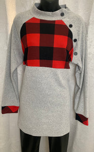 Buffalo Plaid Long Sleeve Top with Buttons