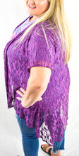 Load image into Gallery viewer, Make a Statement Plum Purple Laced Kimono
