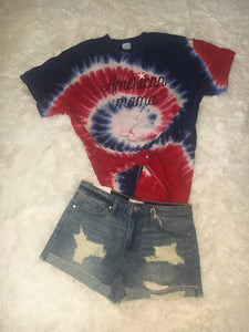 American Mama Tie Dye Graphic Tee | 4Th of July Independence Day