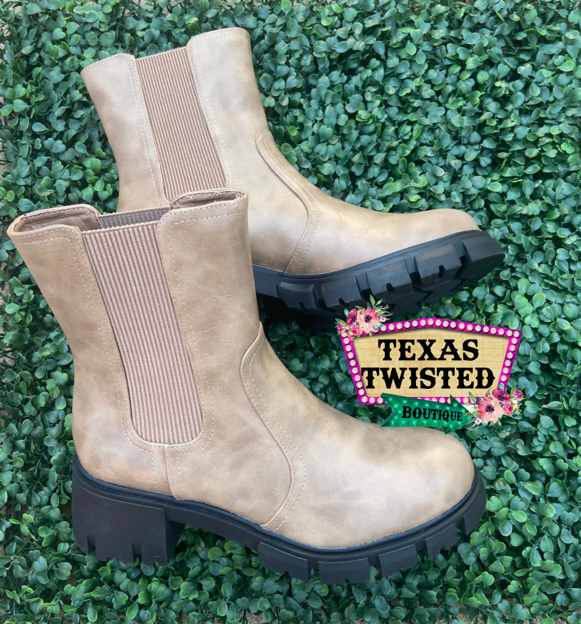 Dallas Western Bootie in Taupe, Groovy's, Taupe Boot