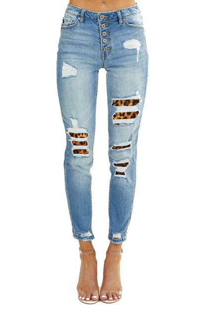 Kan Can Distressed Ankle Skinny Jeans