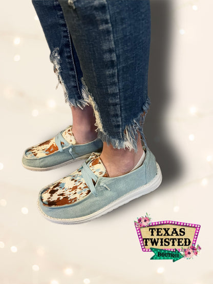 Gypsy Jazz “Mooma” Slip On Sneaker | Western Footwear | Cow Print | Cowhide Fashion