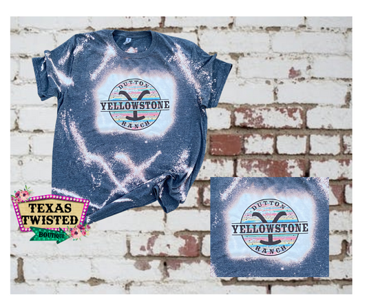 Yellowstone Dutton Ranch Montana Bleached Tee | Serape and leopard women’s tshirt