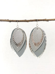 Silver Layered Feather Earrings